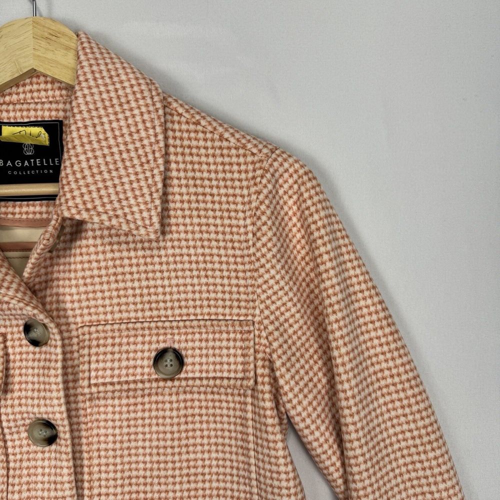 Bagatelle Suede Button Up Shacket Pink Chore Jacket Womens Size XS Houndstooth - Picture 4 of 12